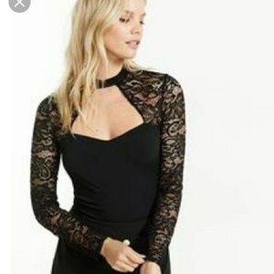 Express Lace Long Sleeve cut out Top